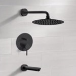 Remer TSF59 Matte Black Tub and Shower Faucet Set With Rain Shower Head